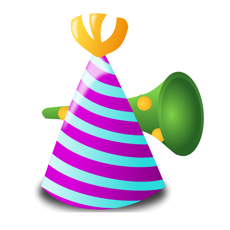 a party hat and trumpet 